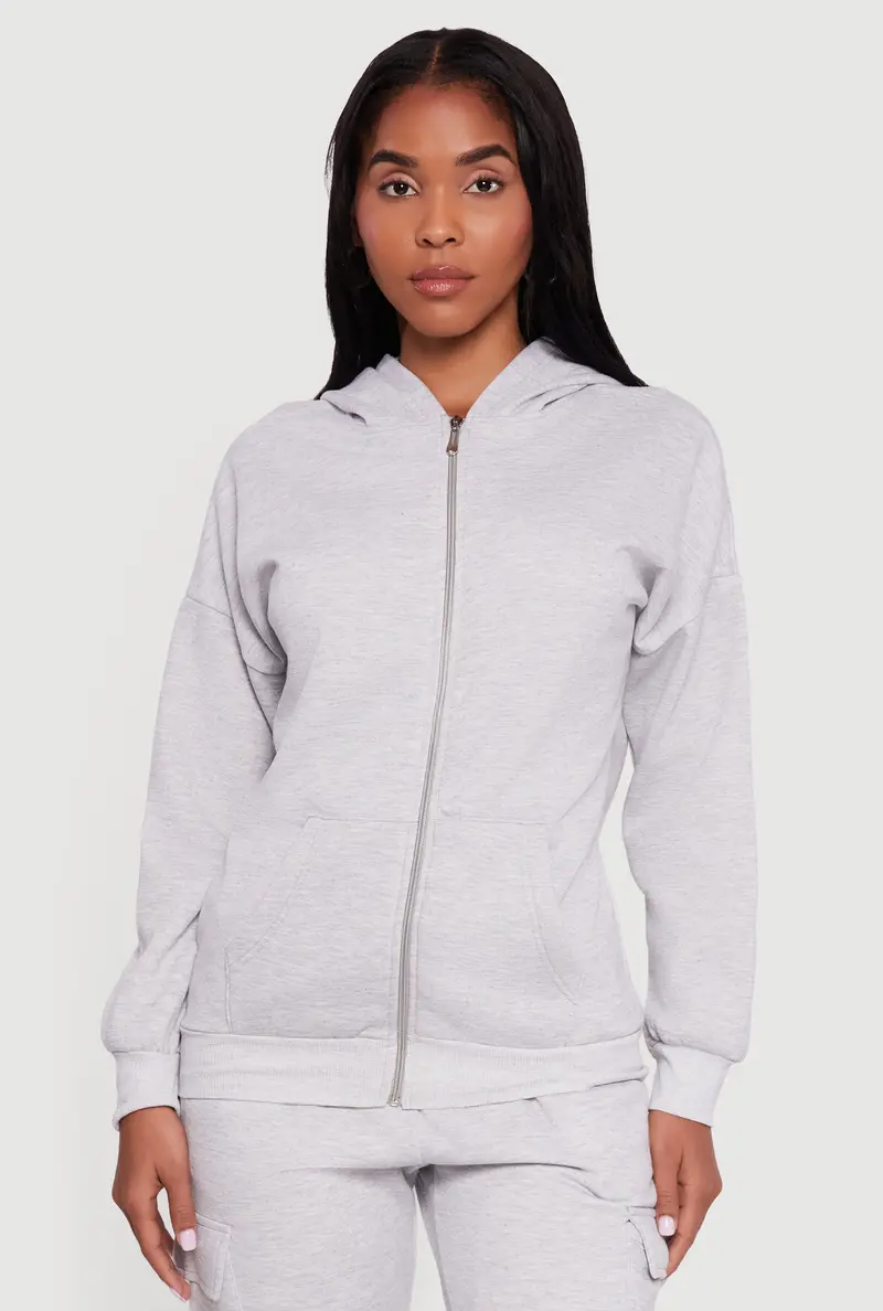 Minimalist Drop-Shoulder Zip-Up Hoodie 1