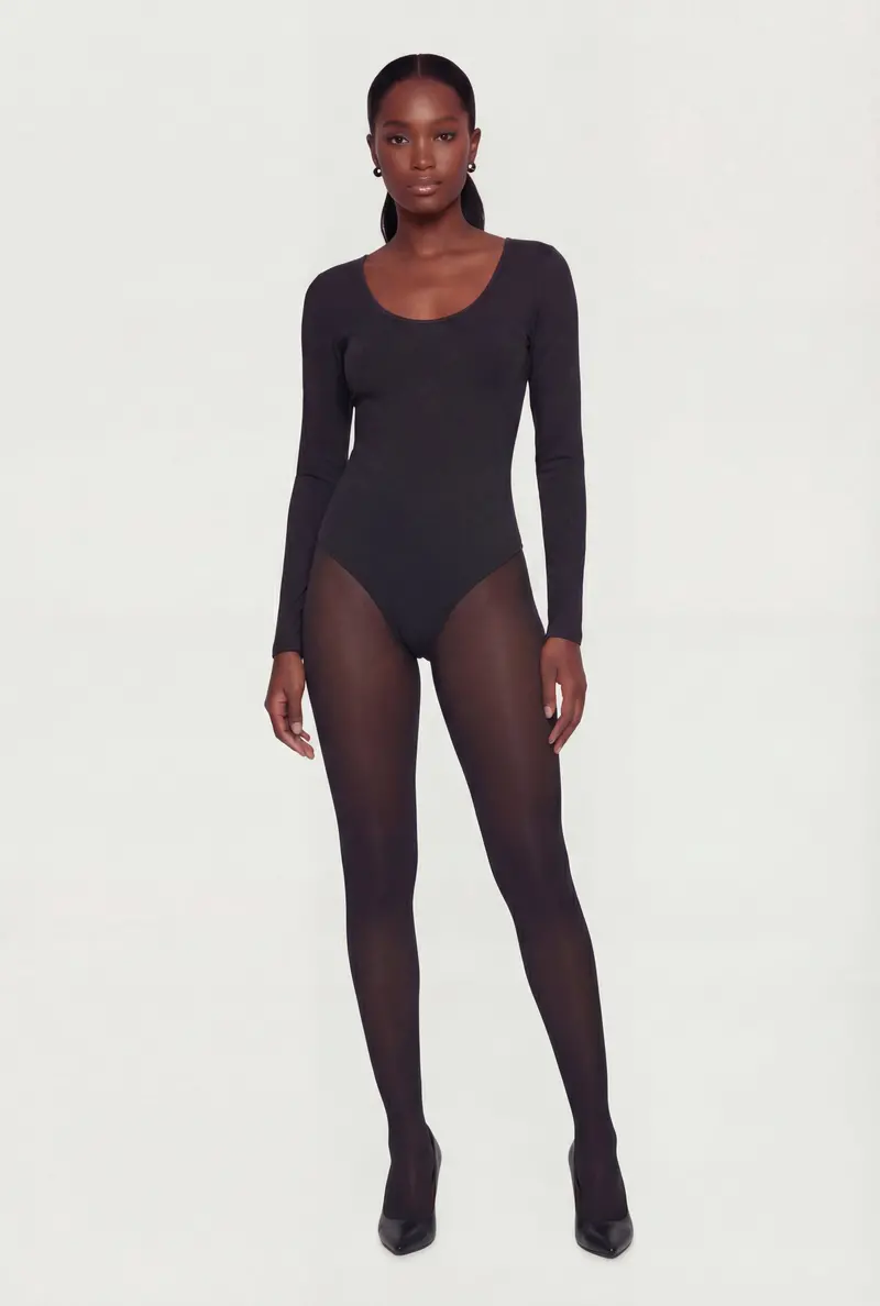 Minimalist Long Sleeve Scoop Neck Bodysuit 1