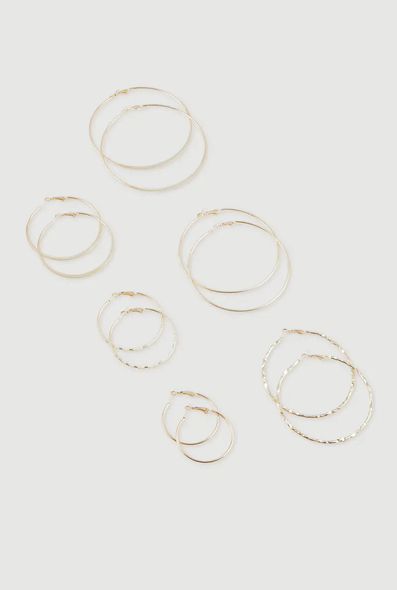 Minimalist Metallic Hoop Earrings – 6-Piece Collection 1