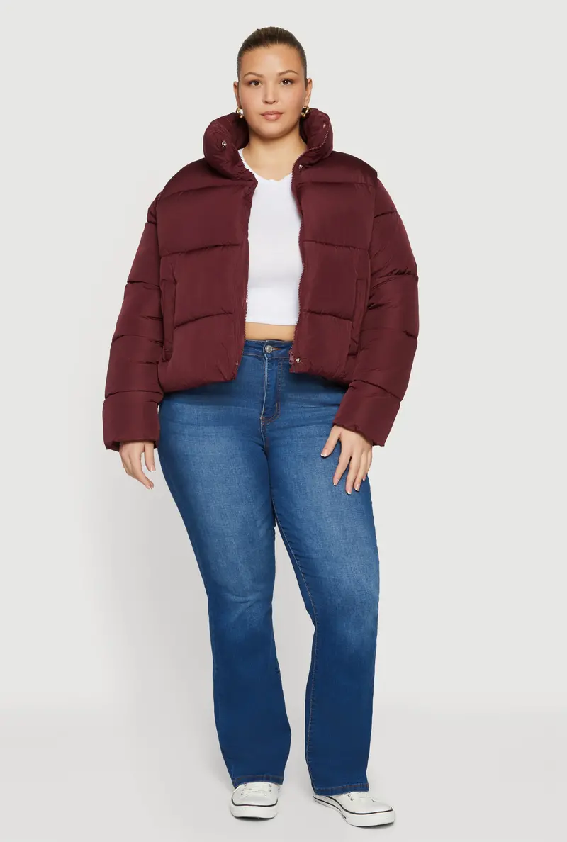 Mock-Neck Quilted Puffer Jacket – Plus Size 1