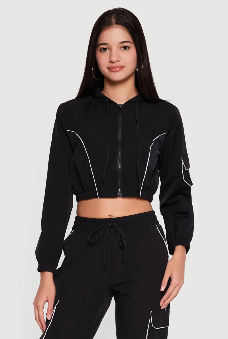 Modern Cropped Hooded Jacket In Water-Resistant Nylon 1