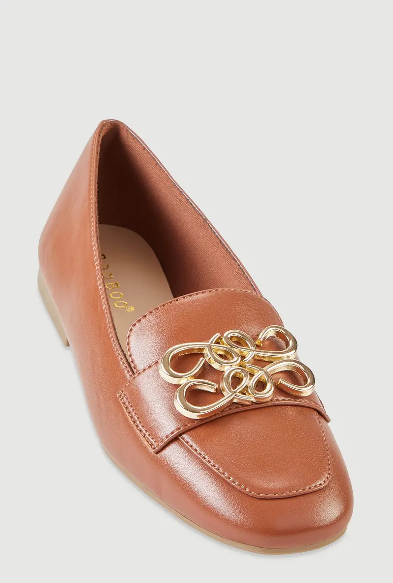 Modern Square-Toe Loafers With Shimmering Pendant Accent 1