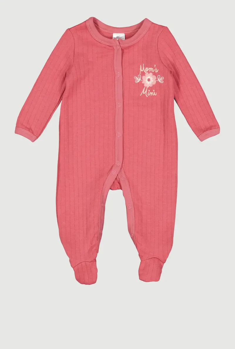 'Mom'S Mini' Graphic Quilted Footed Jumpsuit For Baby Girls (0-9 Months) 1