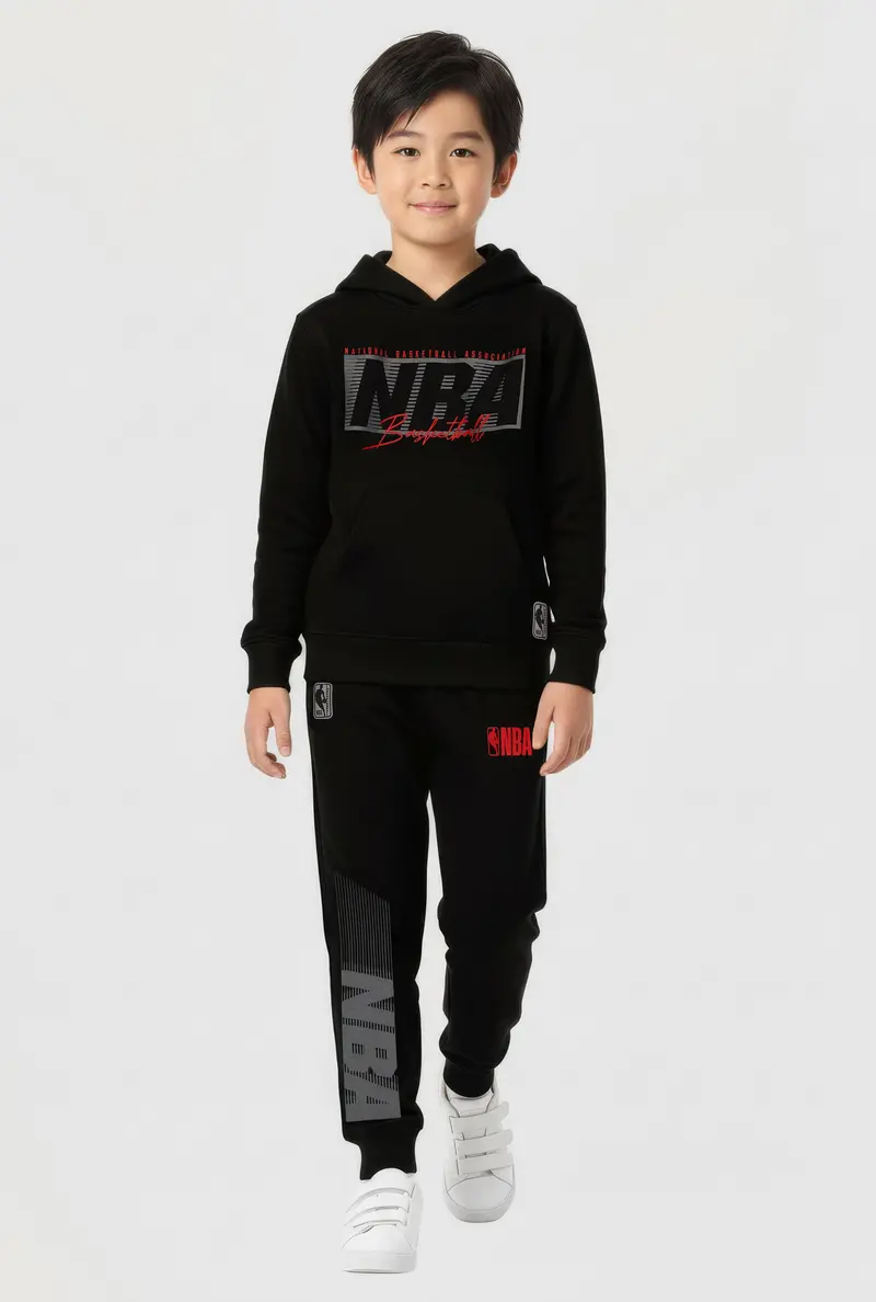 Nba Basketball Graphic Hoodie And Joggers Set For Boys 1