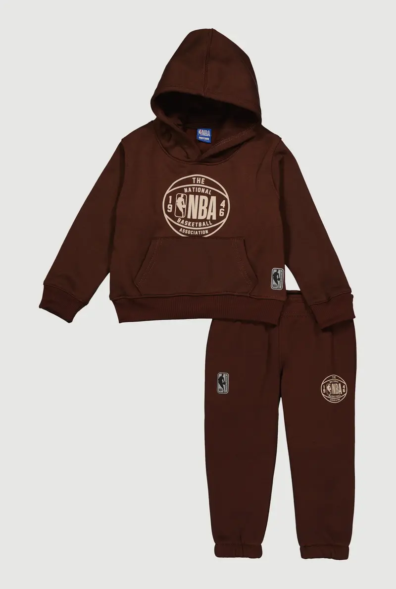 Nba-Themed Hoodie And Sweatpants Set For Toddler Boys 1