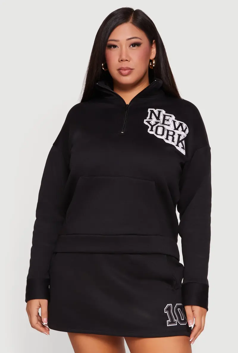 New York Themed Plus Size Sweatshirt – Quarter-Zip Athletic Cut 1