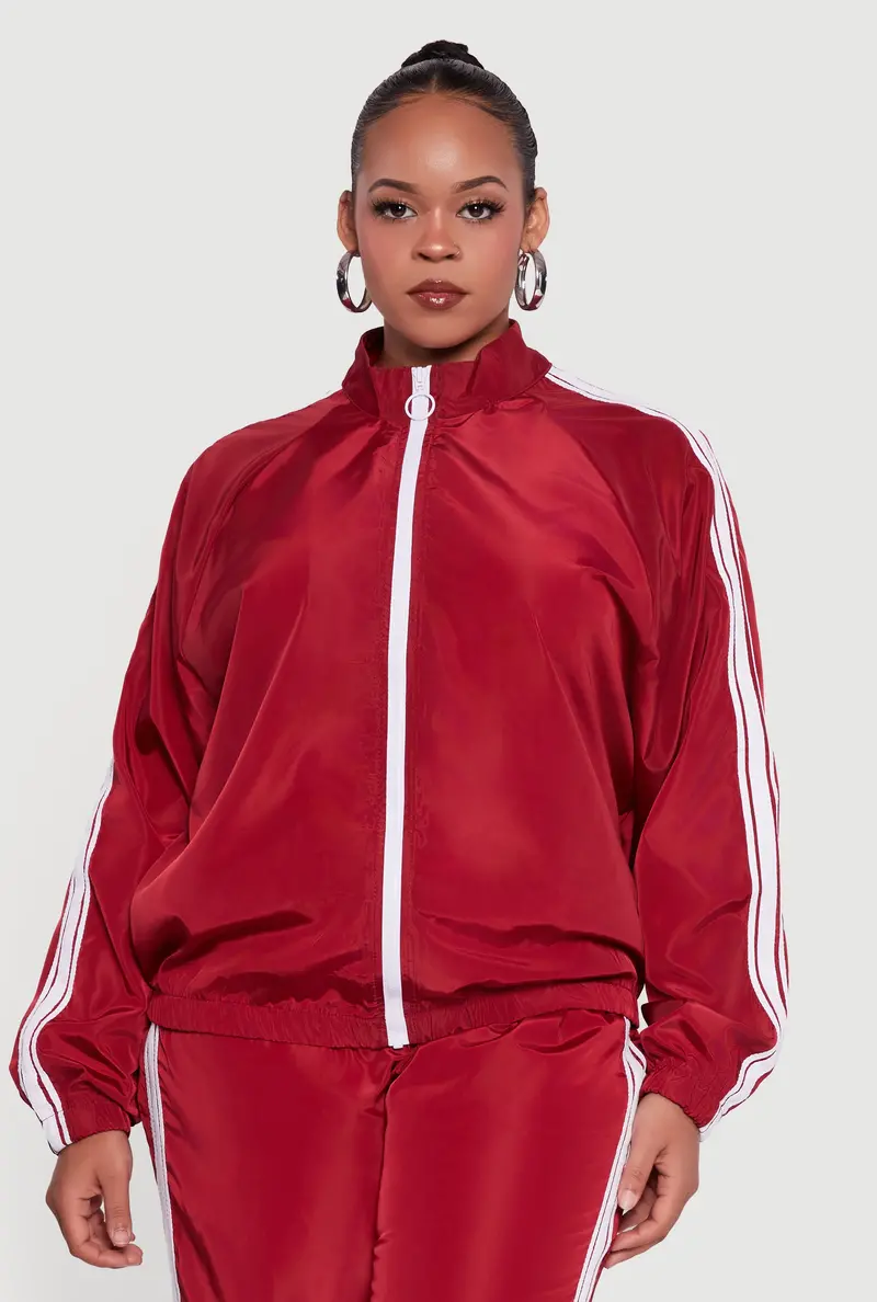 O-Ring Zip Track Jacket For Plus Sizes – Nylon With Contrast Trim 1