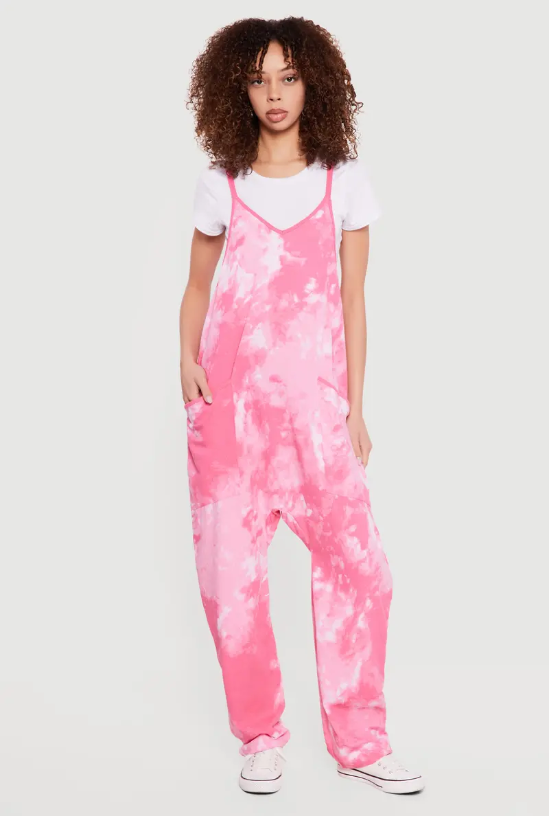 Oversized Tie-Dye V-Neck Jumpsuit 1