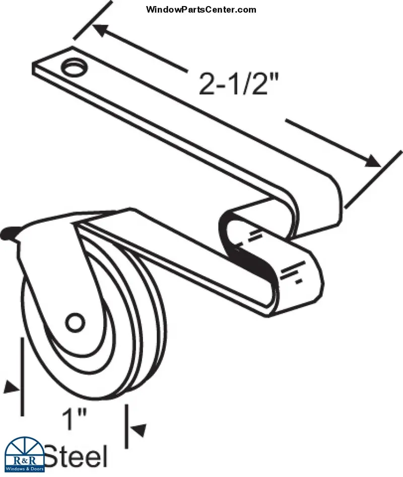 Patio Screen Door Roller Assembly – 1" Steel Wheel 1