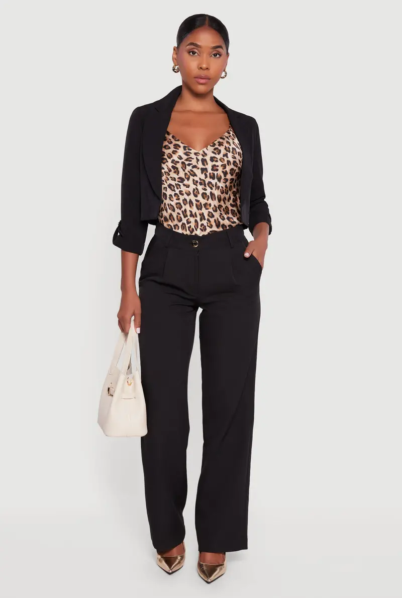 Pleated Crepe Knit Straight-Leg Dress Pants 1