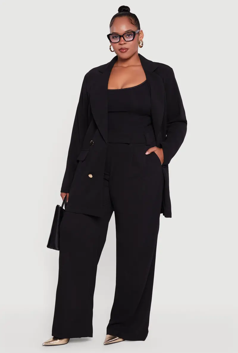 Pleated Wide-Leg Dress Pants – Plus Size, High-Waisted 1