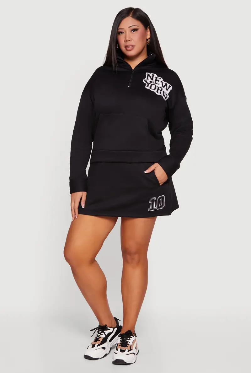 Plus Size 10 Printed Mini Skirt With Built-In Shorts Liner 1
