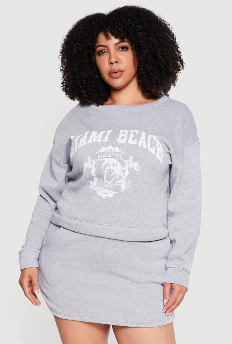 Plus Size Beach-Inspired Graphic Sweatshirt For Curvy Figures 1
