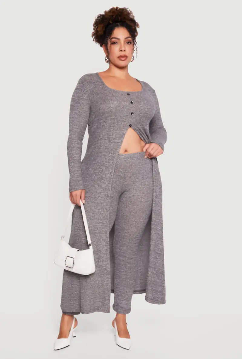 Plus Size Brushed Rib-Knit High-Waist Leggings 1