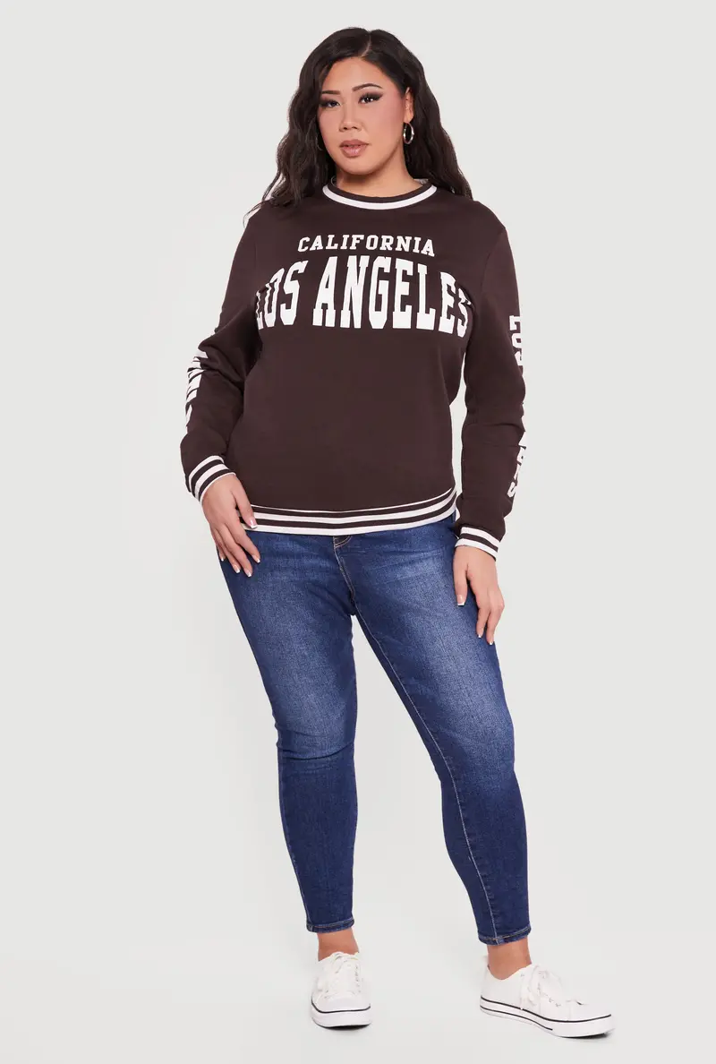 Plus Size California–Themed Los Angeles Graphic Sweatshirt 1