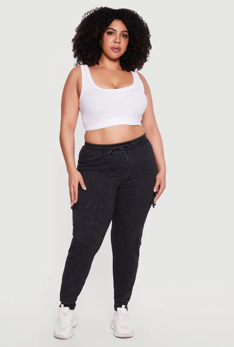 Plus Size Cargo Joggers With Drawstring Waist 1