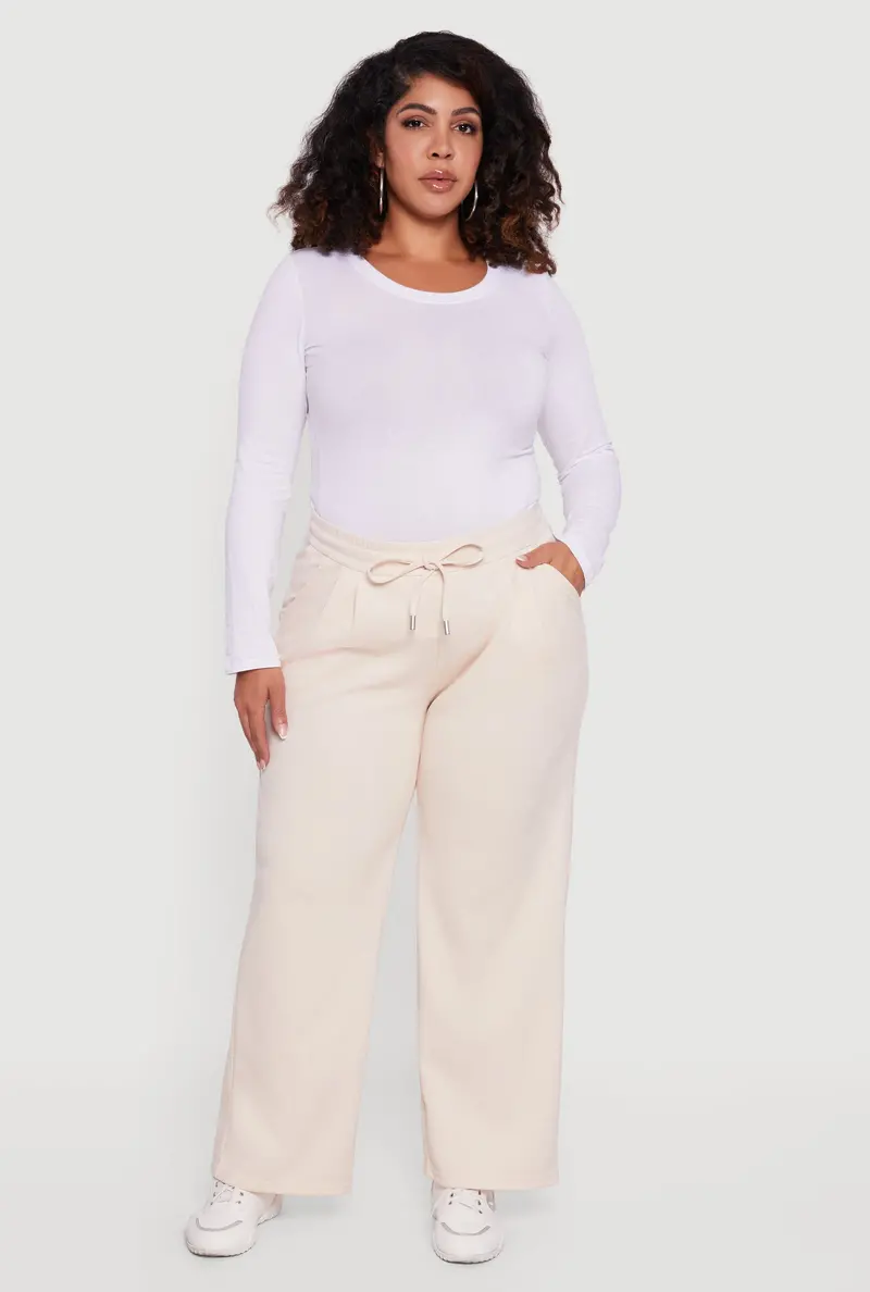 Plus Size Drawstring Wide-Leg Sweatpants 1