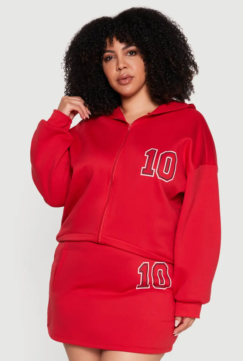 Plus Size Fashion Hoodie – Oversized Silhouette, '10' Artwork, And Front Zip 1