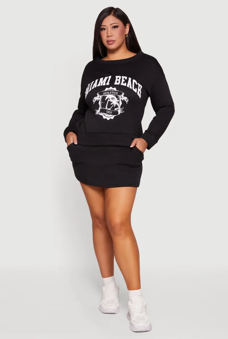 Plus Size Fleece-Lined Pencil Skirt With Hidden Shorts Layer 1