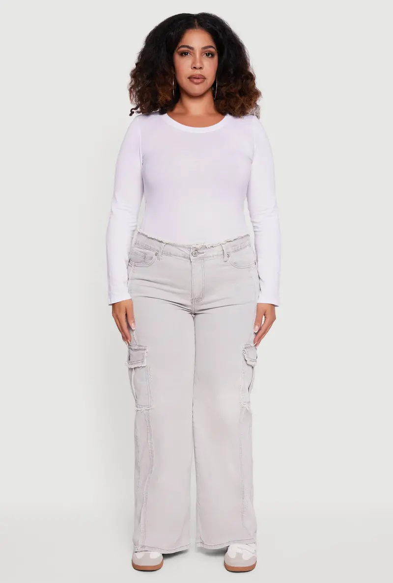 Plus Size Frayed Hem Cargo Jeans – Vip Edition 1