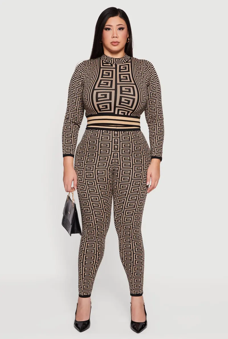 Plus Size Geometric-Print High-Waist Leggings 1