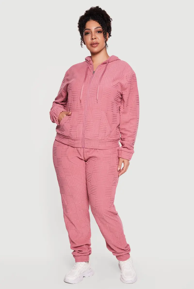 Plus Size Geometric-Terry Drawstring-Waist Sweatpants 1