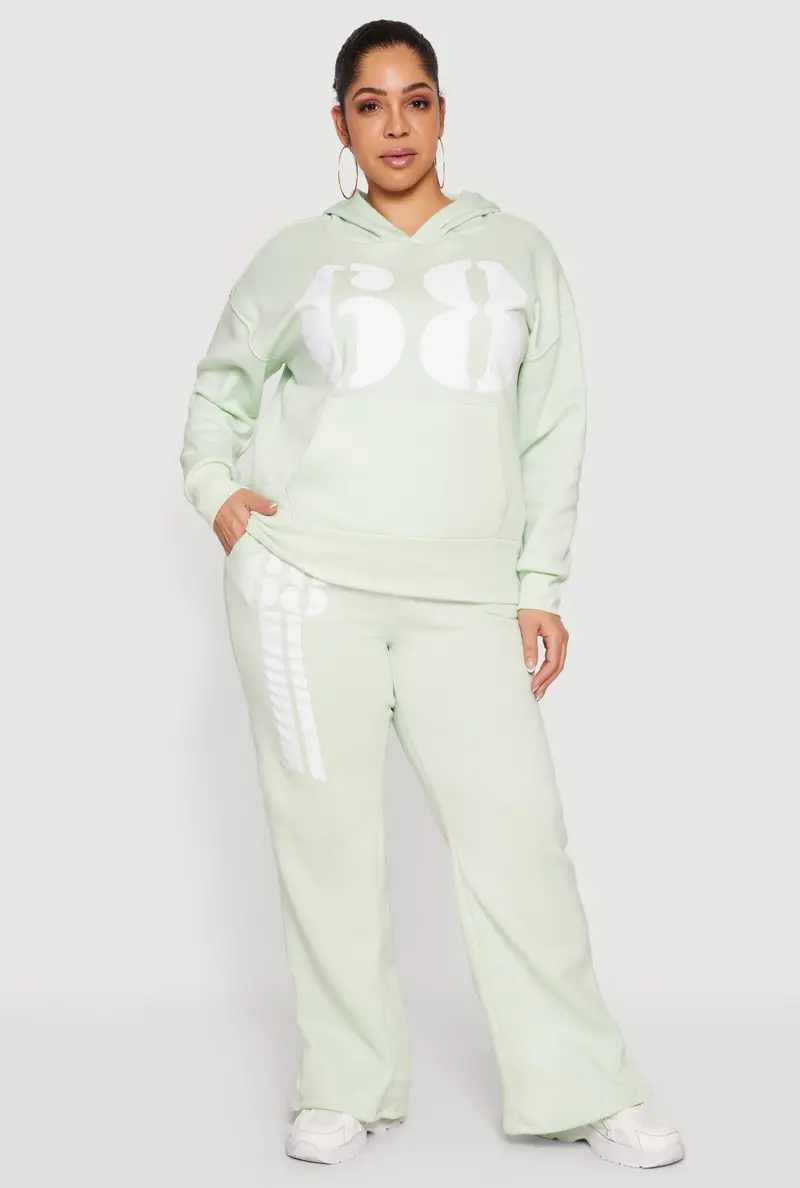 Plus-Size Graphic Print Straight-Leg Sweatpants 1