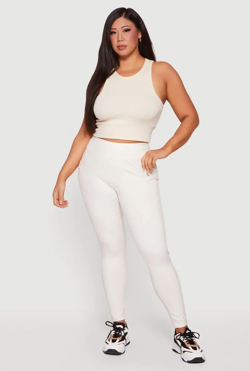 Plus Size High-Waist Leggings Featuring Built-In Phone Pockets 1