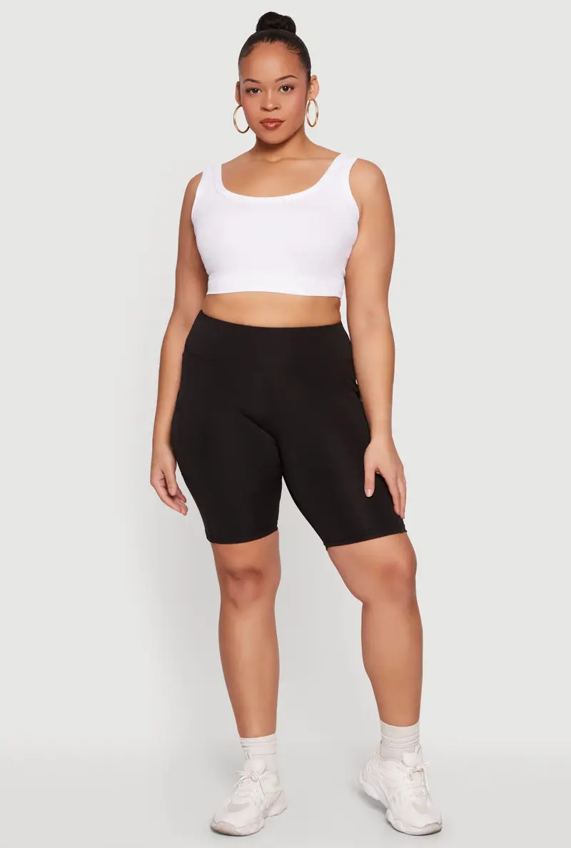 Plus Size High-Waisted Biker Shorts With Functional Side Pockets 1
