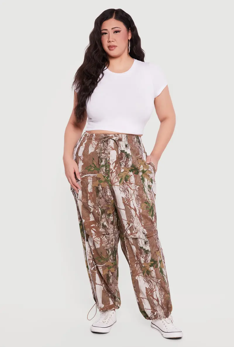 Plus Size Hunter Camo Joggers With Drawstring Waist 1