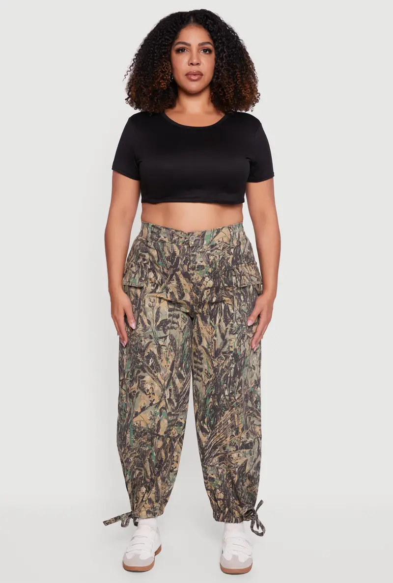 Plus Size Hunter Camo Twill Cargo Joggers 1