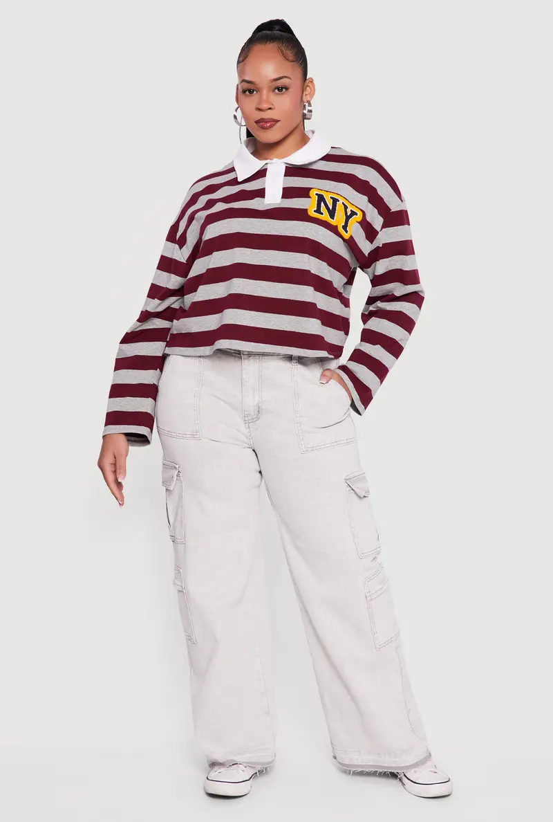 Plus Size Mineral Wash Raw-Hem Cargo Jeans – Vip Edition 1