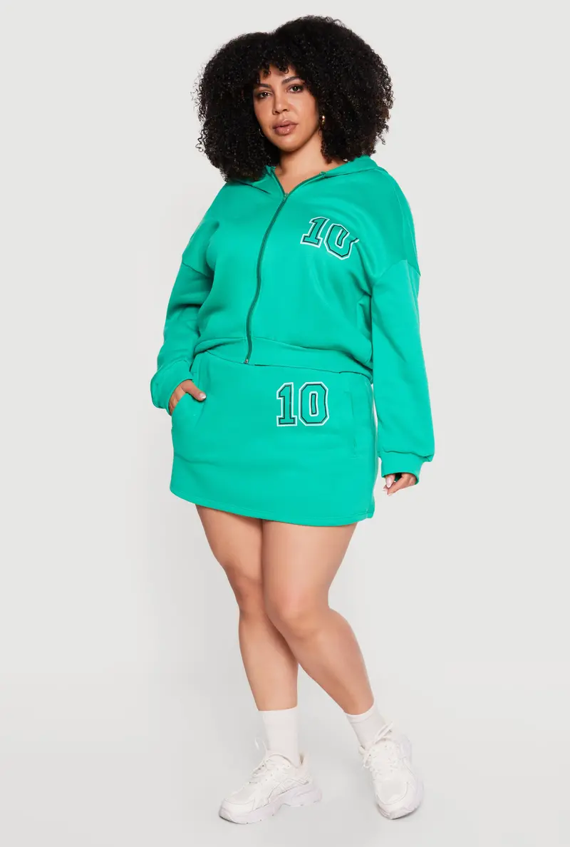 Plus Size Skirt With Bold '10' Design, Fleece Lining, And Shorts Support 1