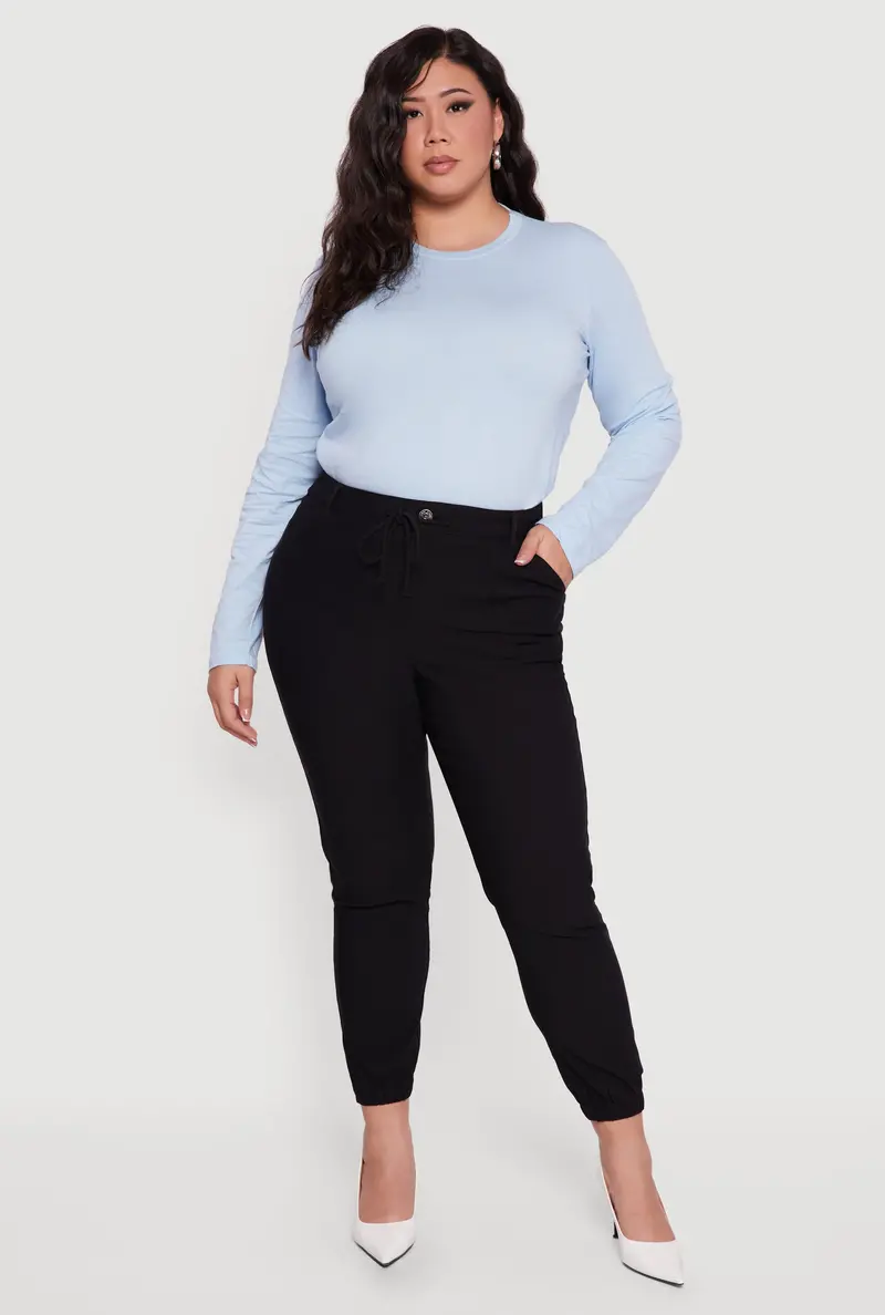 Plus Size Slim-Fit Pull-On Joggers – High Waist 1