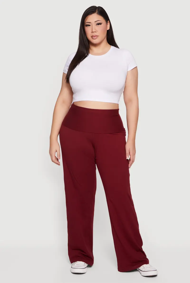 Plus-Size Soft-Fold High-Waisted Wide-Leg Pants 1