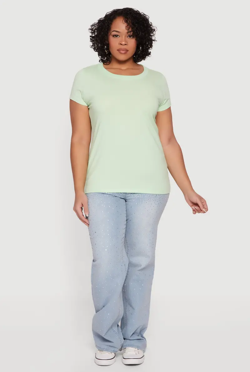 Plus Size Solid Crew Neck Tee – Short Sleeve Everyday Staple 1