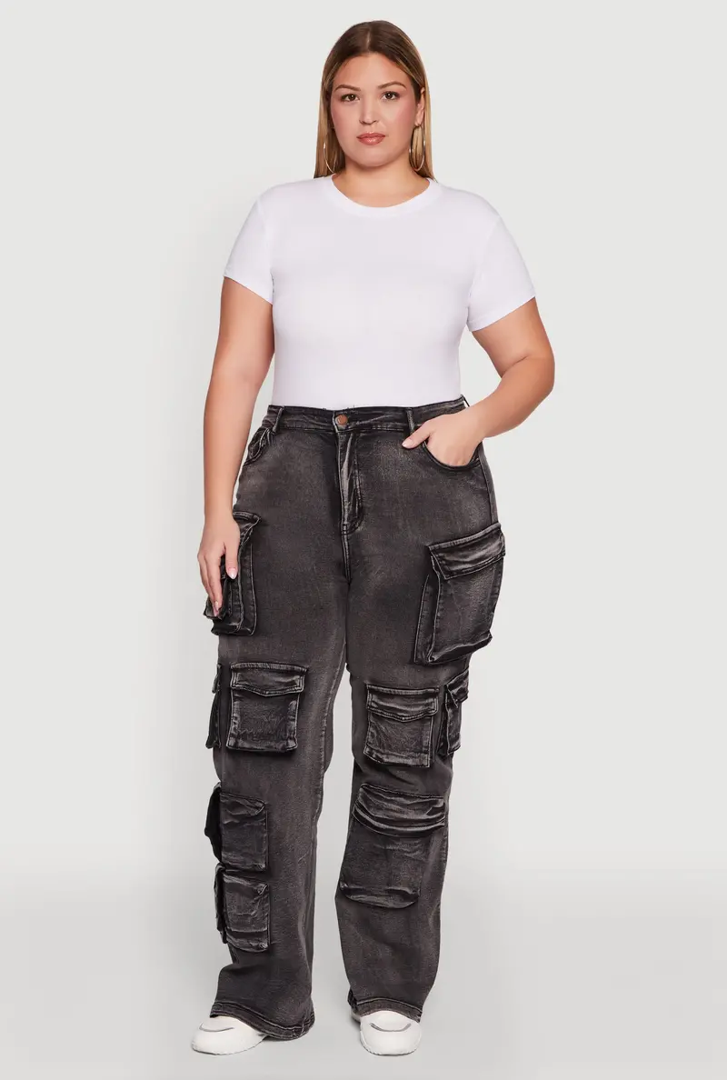 Plus Size Straight Leg Utility Jeans – Classic Fit 1