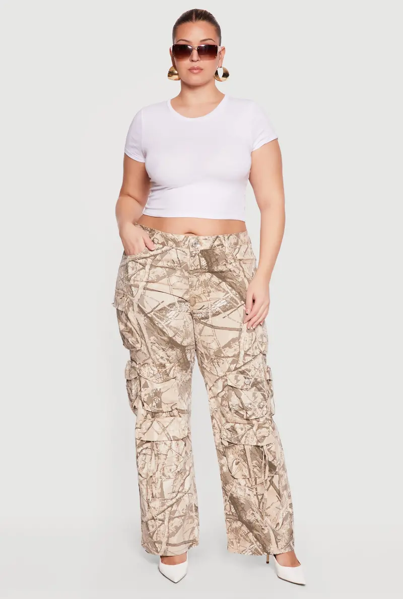 Plus Size Tactical-Inspired Hunter Camo Cargo Pants 1