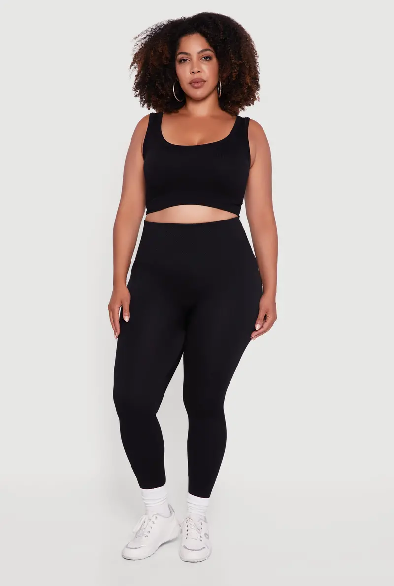Plus Size Twill Leggings – High-Waisted Style With Flattering Seam Detail 1