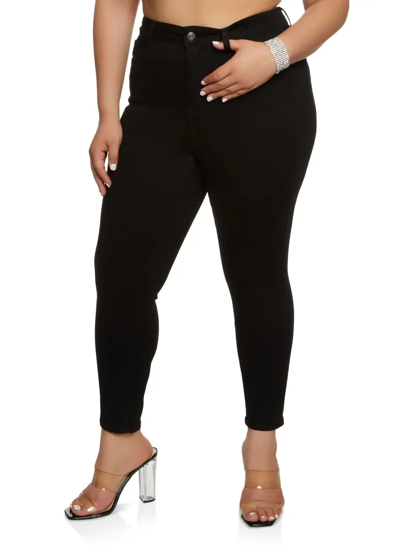 Plus Size Whiskered High-Waist Skinny Jeans By Wax 1