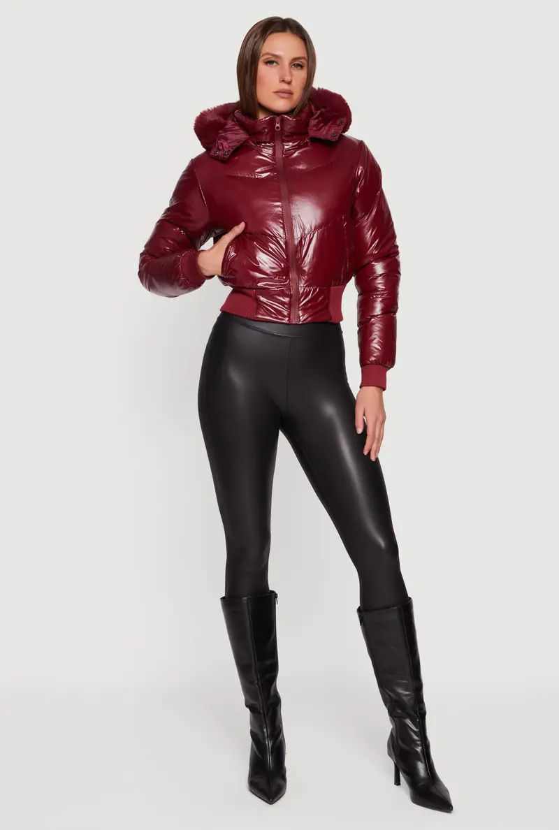 Puffer Jacket Featuring Detachable Faux Fur Hood 1