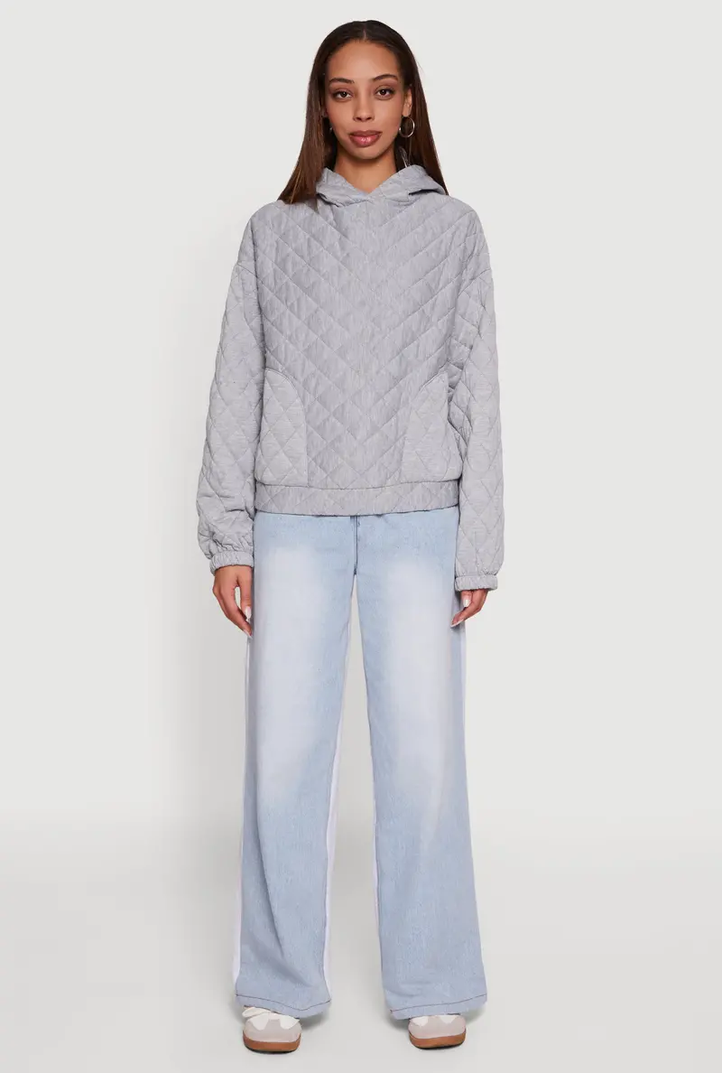 Quilted Hooded Pullover Sweatshirt – Lightweight Comfort 1