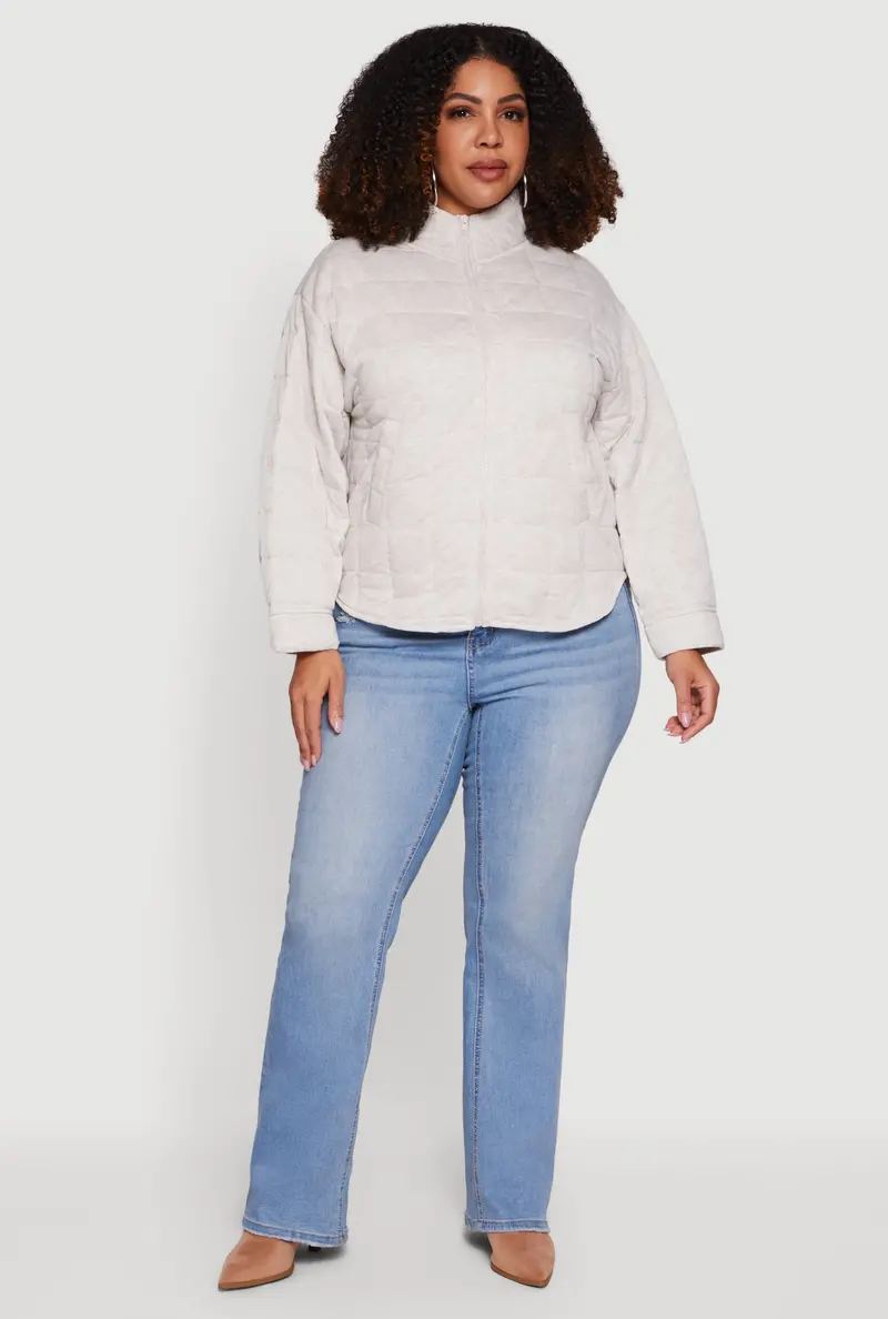 Quilted Plus-Size Jacket With Mock Neck And Zip Front 1