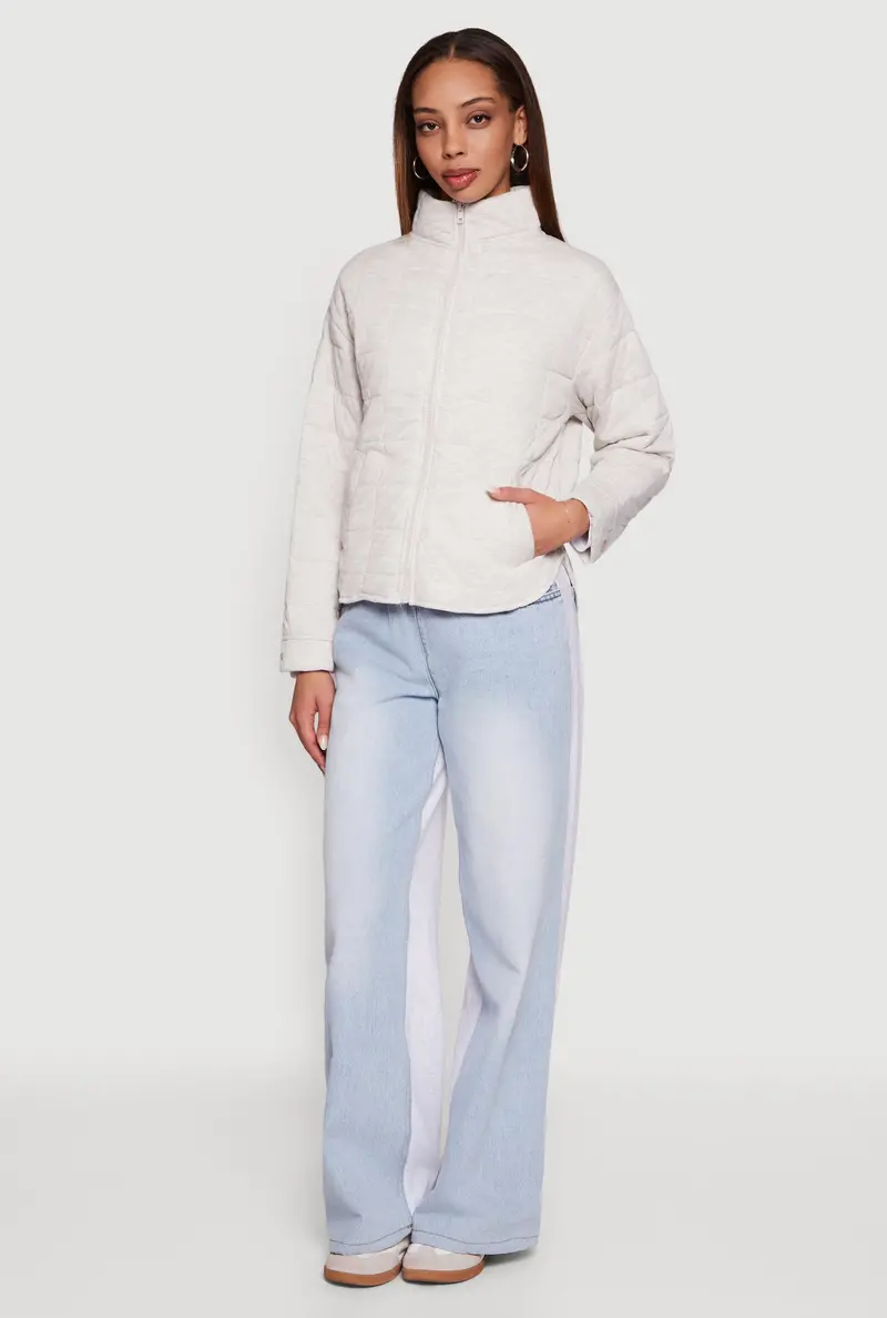 Quilted Zip-Up Jacket With Mock Neck – Versatile Outerwear Layer 1