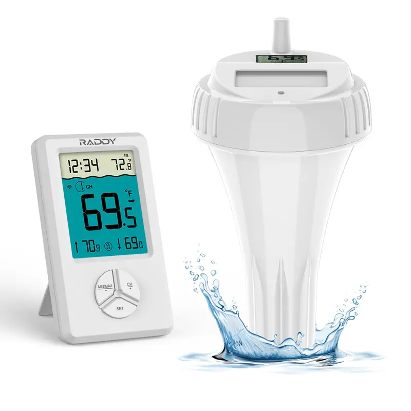 Raddy Pt-1 Waterproof Wireless Water Thermometer – Ipx7 Submersible Digital Probe For Pools, Hot Tubs & Ponds 1