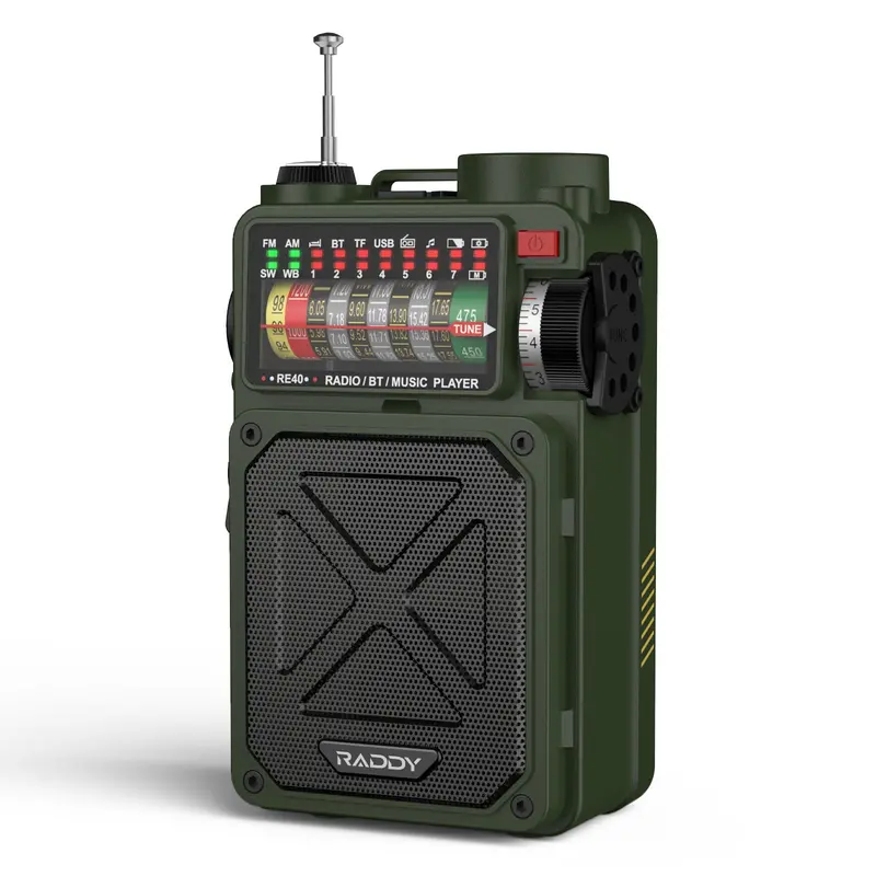 Raddy Re40 Shortwave Emergency Radio – Fm/Am/Sw/Wb, 4000Mah Power Bank, Bluetooth 5.0, Solar + Hand Crank Charging 1