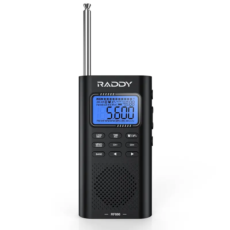 Raddy Rf886 Portable Shortwave Radio – Am/Fm/Sw/Vhf/Wb Bands, Bluetooth, Noaa, Rechargeable Design 1