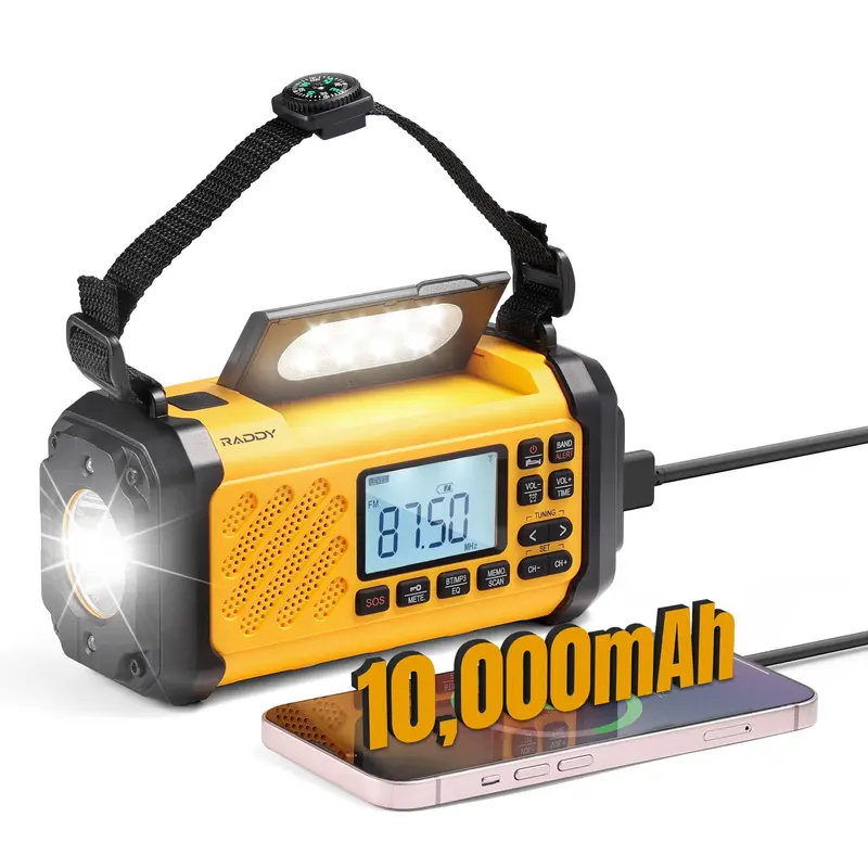 Raddy Sh-906 All-Band Emergency Radio – Am/Fm/Sw/Vhf/Noaa Alerts, 10000Mah Power Bank, Led Flashlight, Reading Lamp, Sos Beacon & Compass 1