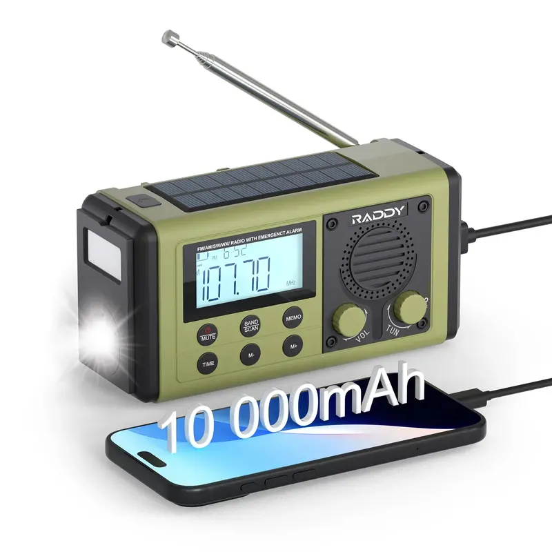 Raddy Sh-908 Emergency Survival Radio – Solar/Usb Charging, Ipx6 Rating & 10,000Mah Power Bank 1
