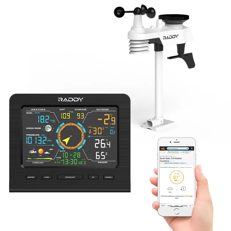 Raddy Wf-100C Lite Wireless Weather Monitor — Temperature, Humidity, Barometric Pressure, Rain & Wind Tracking 1